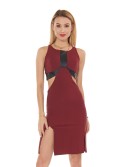 Tailliertes Kleid mit Ausschnitten, Burgunderrot G5078 – Online-Shop – Boutique